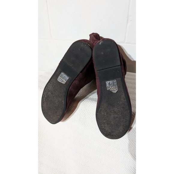 Plum Purple Burgundy Slouch Boots Knee High Pull On Suede Type Shoes 7 - Picture 4 of 4